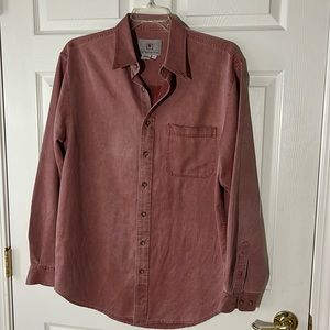 The Territory Ahead Silk Cotton Blend Long‎ Sleeve Dress Shirt Red Maroon, Sz L